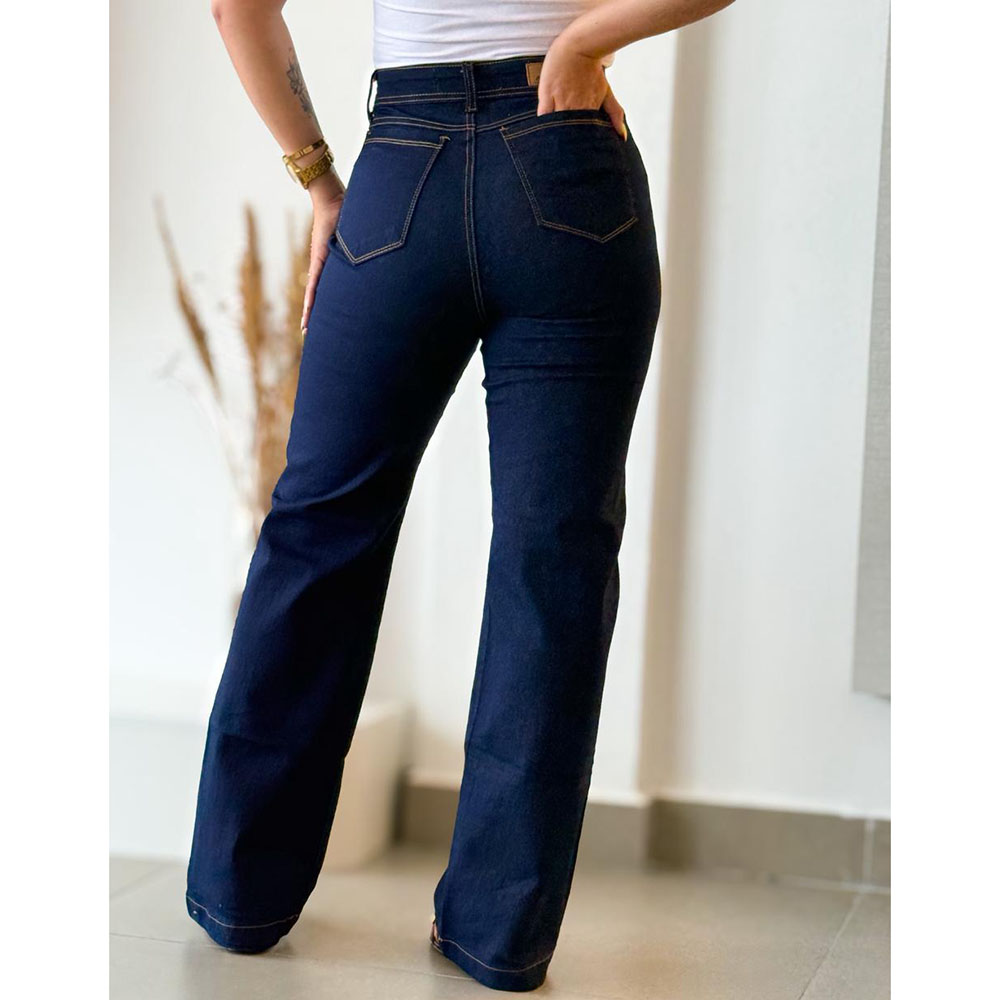 Calça Jeans Pantalona Escura