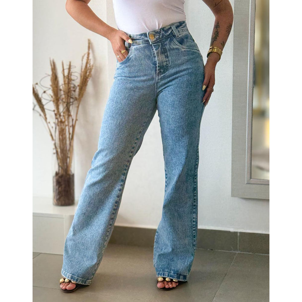 Calça Jeans Pantalona Clara