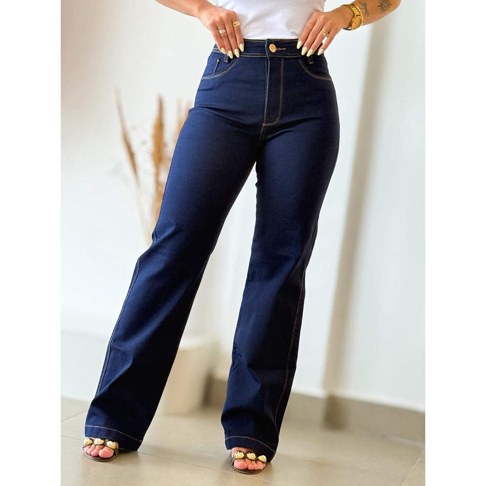 Calça Jeans Pantalona Escura