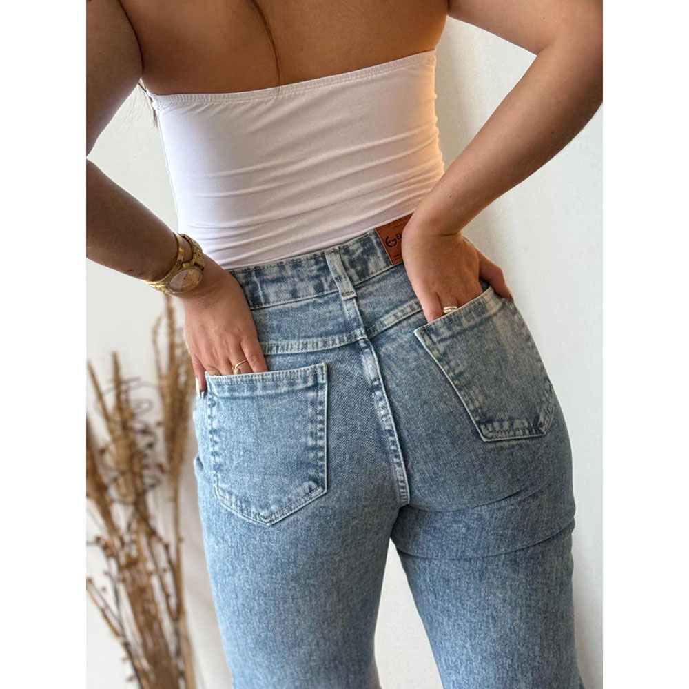 Calça Jeans Pantalona Clara