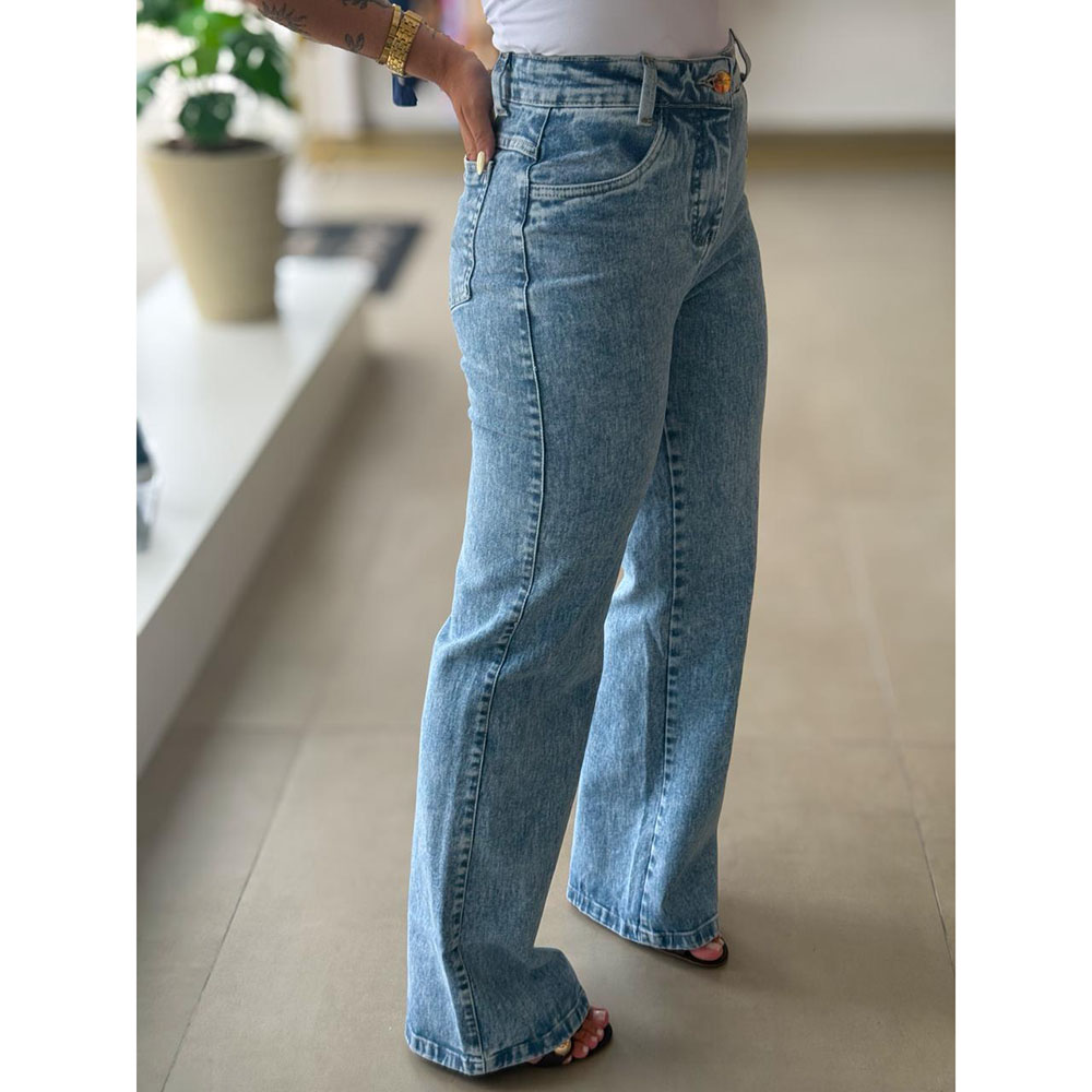 Calça Jeans Pantalona Clara