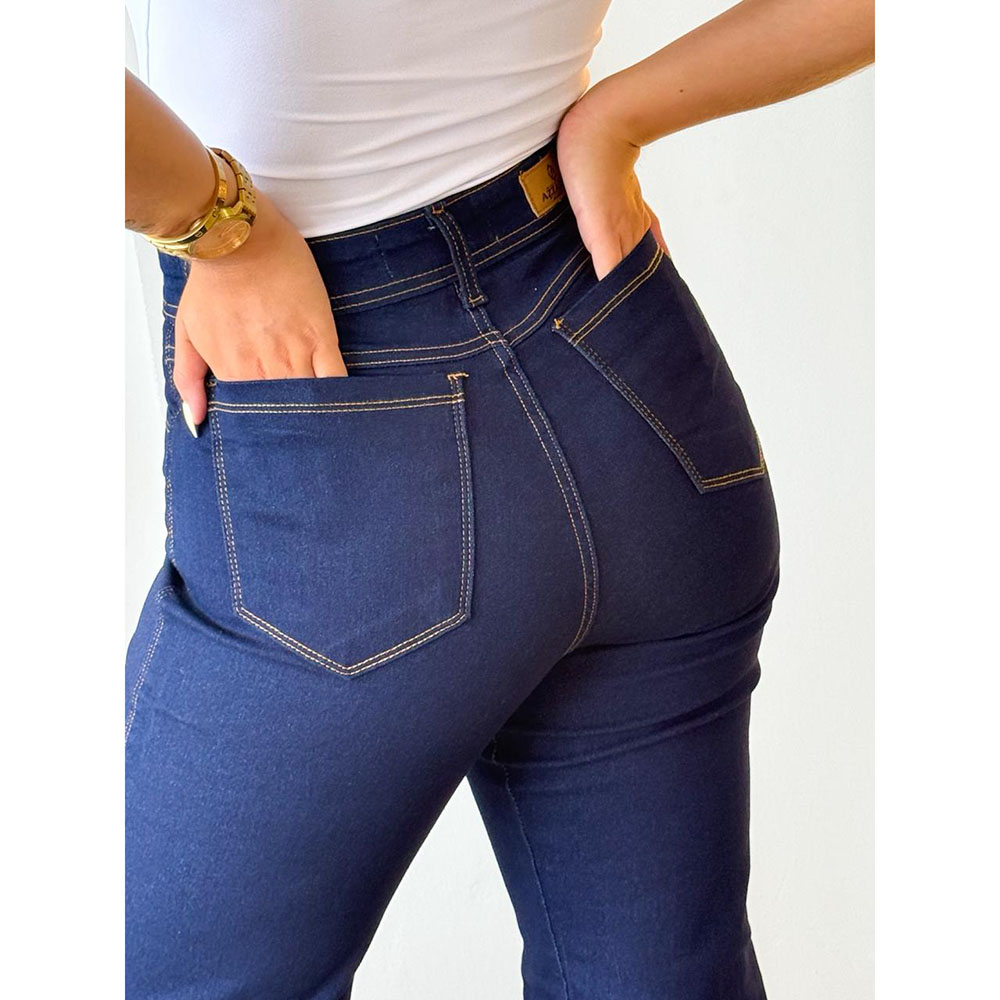 Calça Jeans Pantalona Escura
