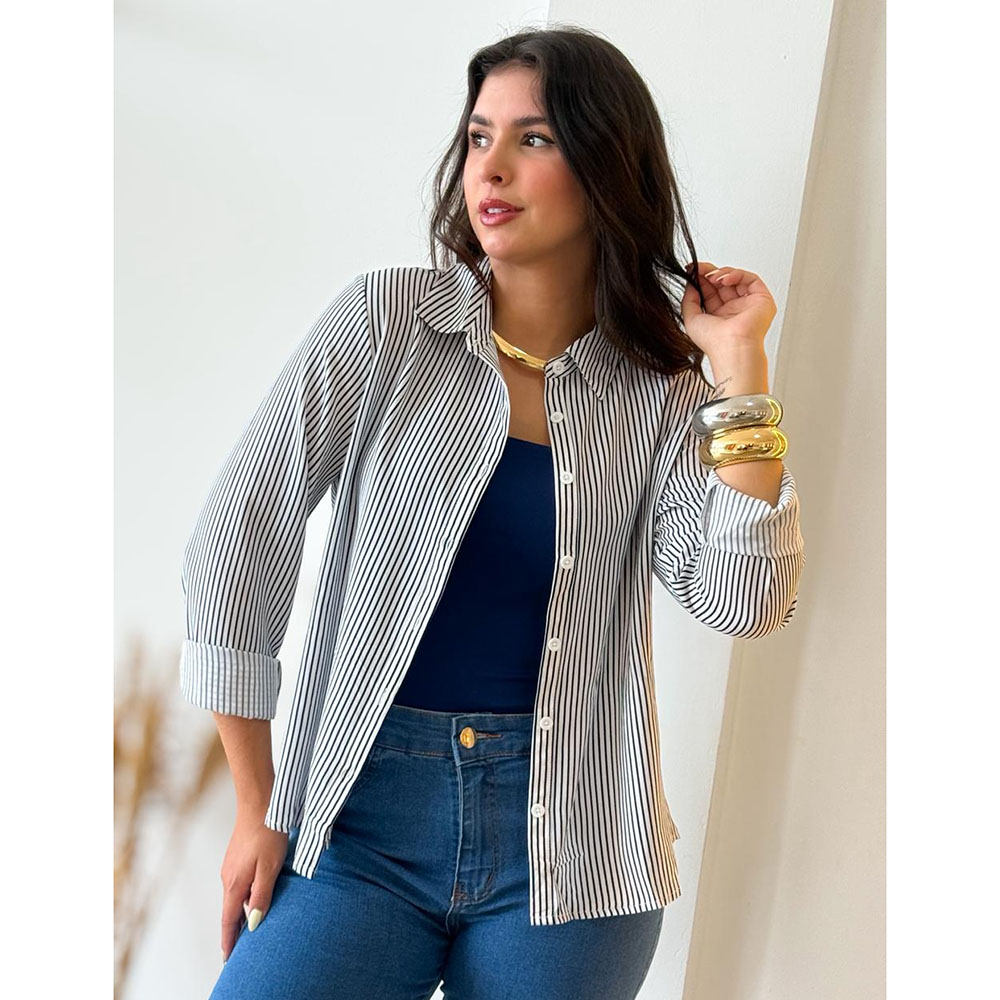 Camisa Listra Azul Marinho