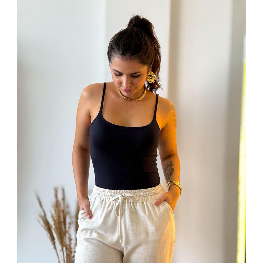 Regata Com Bojo Poliamida Preto