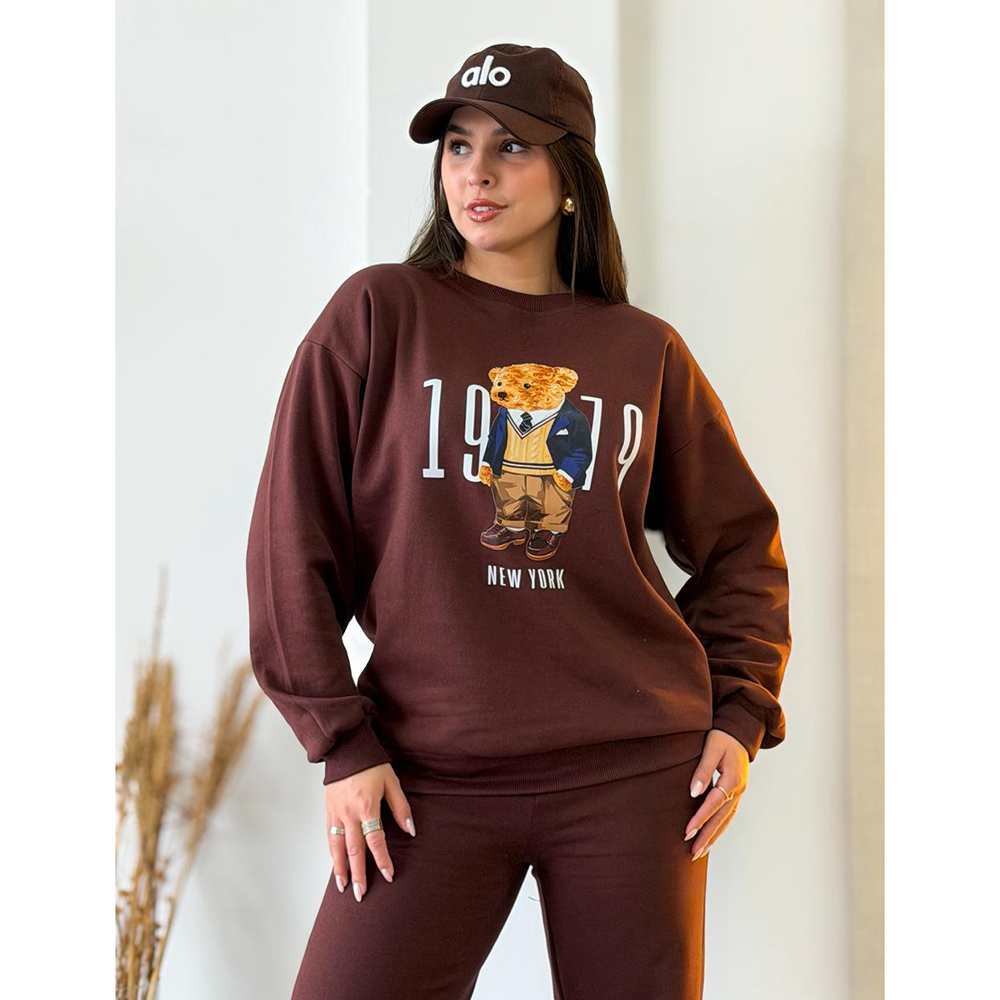 Conjunto Moletom Urso 1979 Marrom