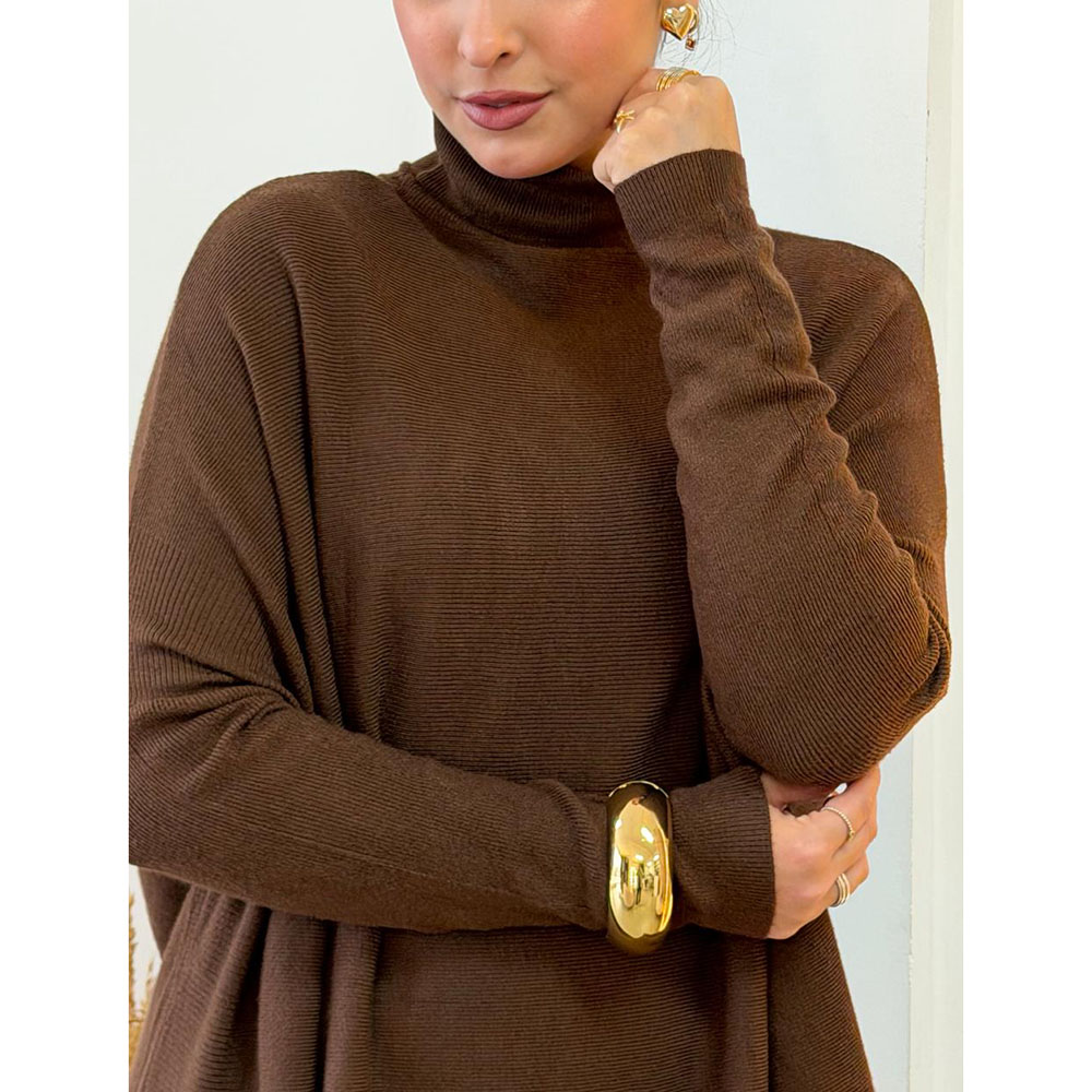 Poncho Modal Amplo Marrom