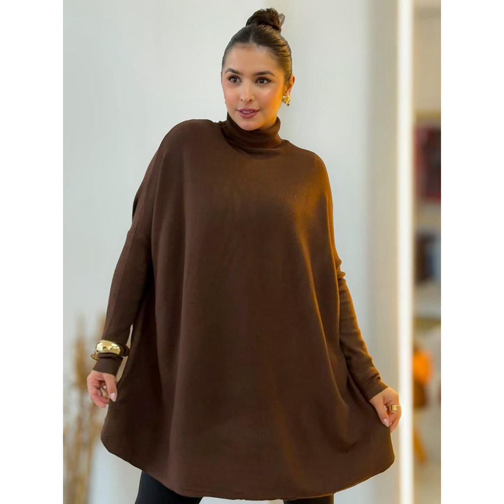 Poncho Modal Amplo Marrom