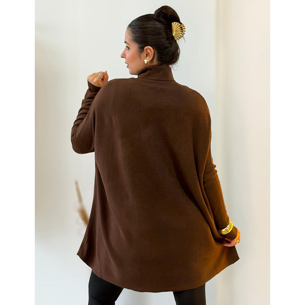 Poncho Modal Amplo Marrom