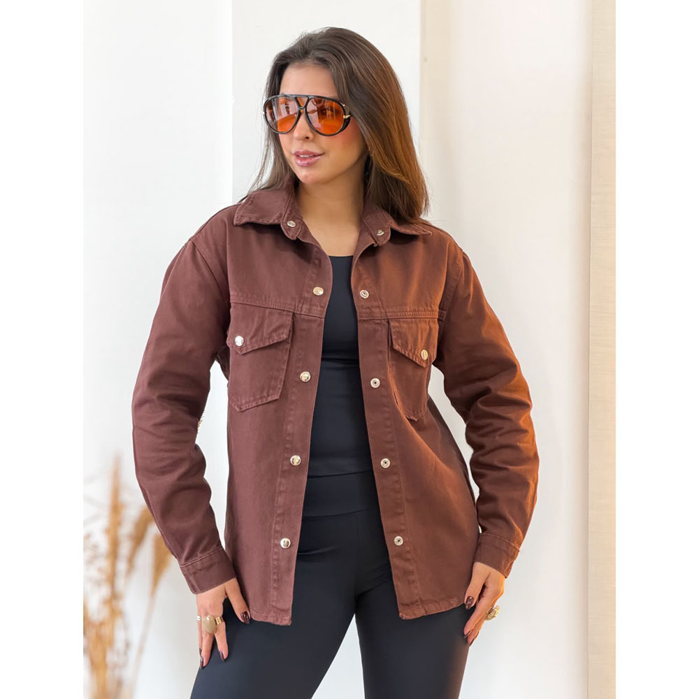 Camisa Jeans Marrom