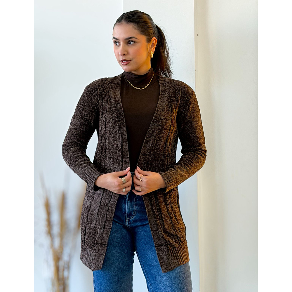 Cardigan Mousse Marrom Escuro