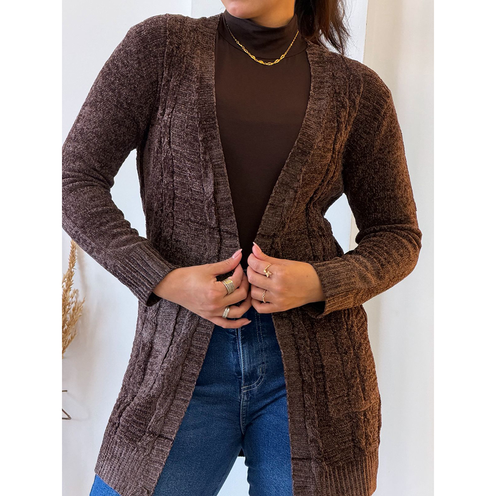 Cardigan Mousse Marrom Escuro