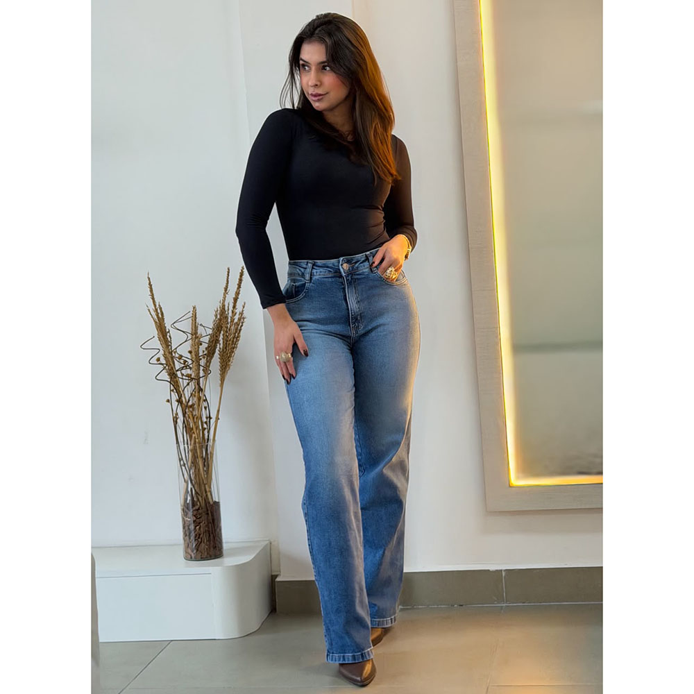 Calça Jeans Pantalona Tradicional