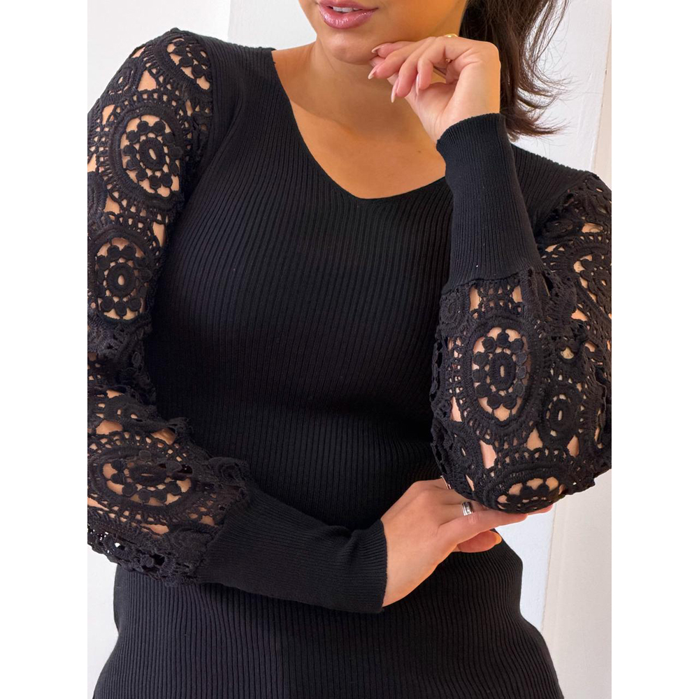 Blusa Modal Renda Preto