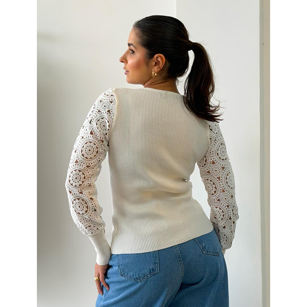 Blusa Modal Renda Branco