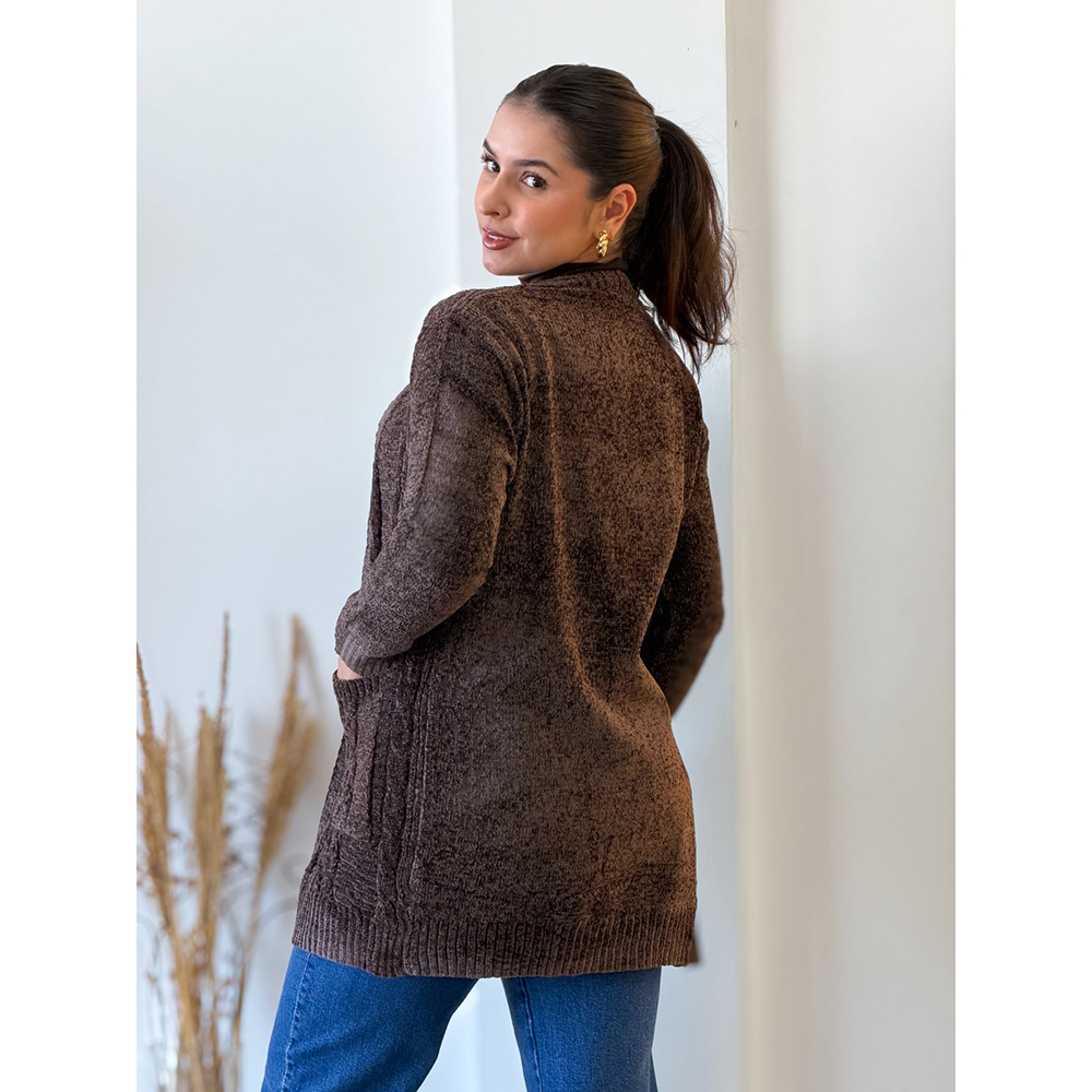Cardigan Mousse Marrom Escuro