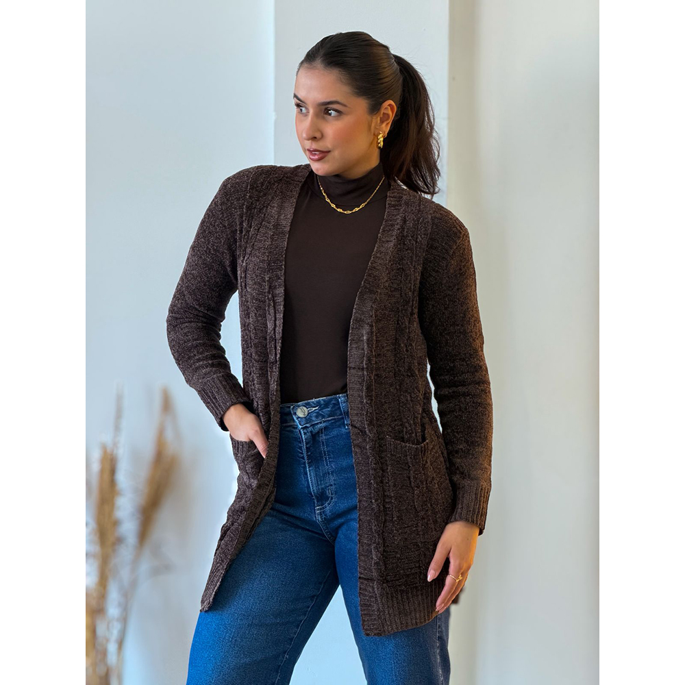 Cardigan Mousse Marrom Escuro