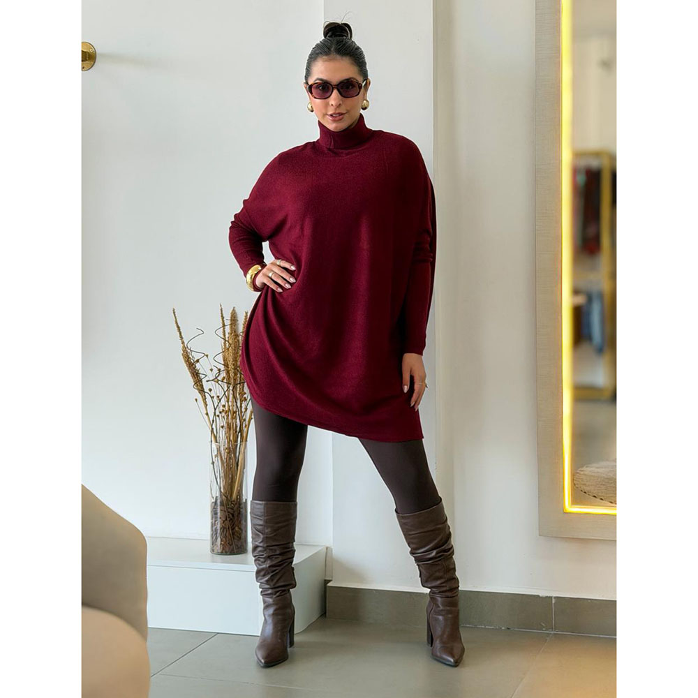 Poncho Modal Amplo Marsala