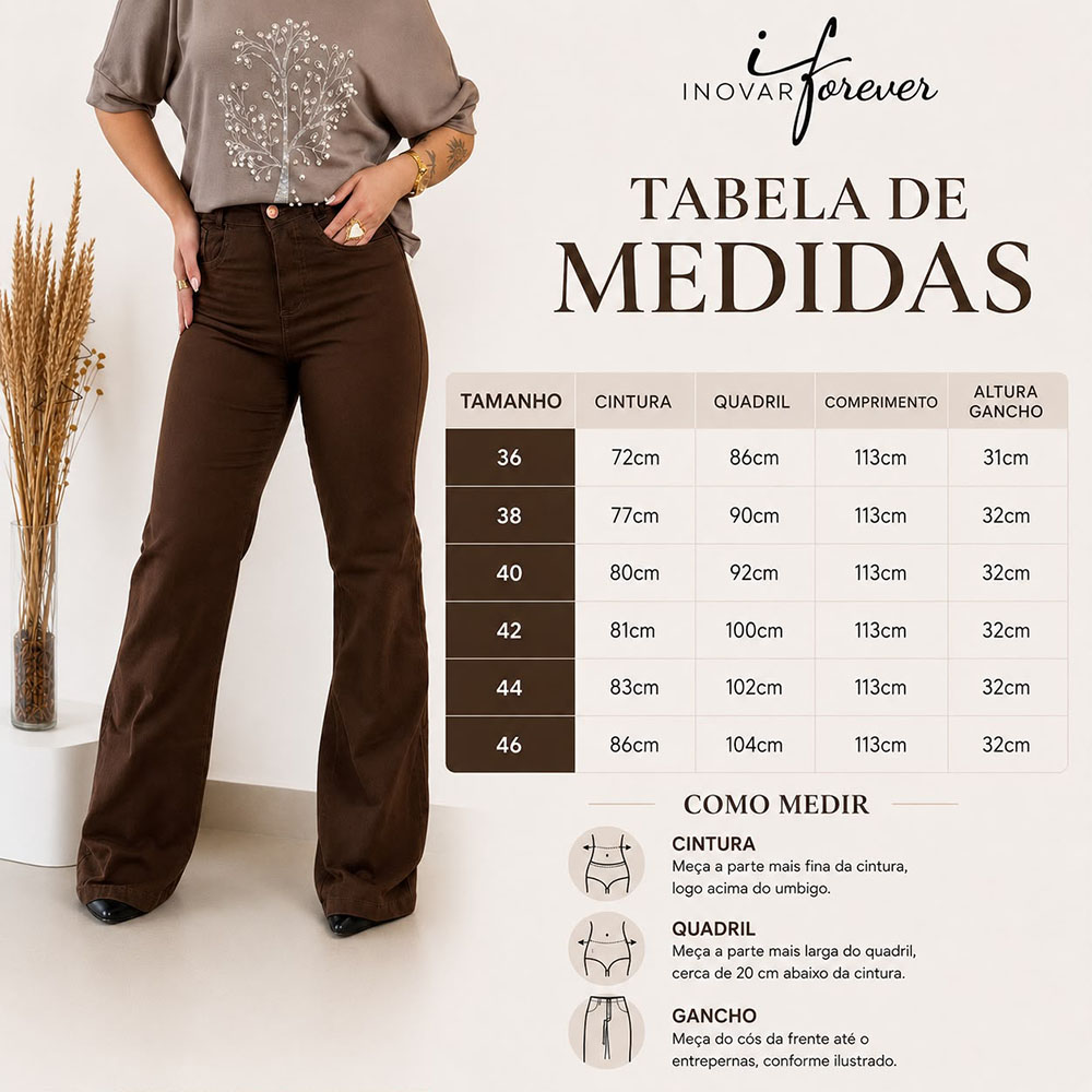Calça Jeans Wide Leg Marrom