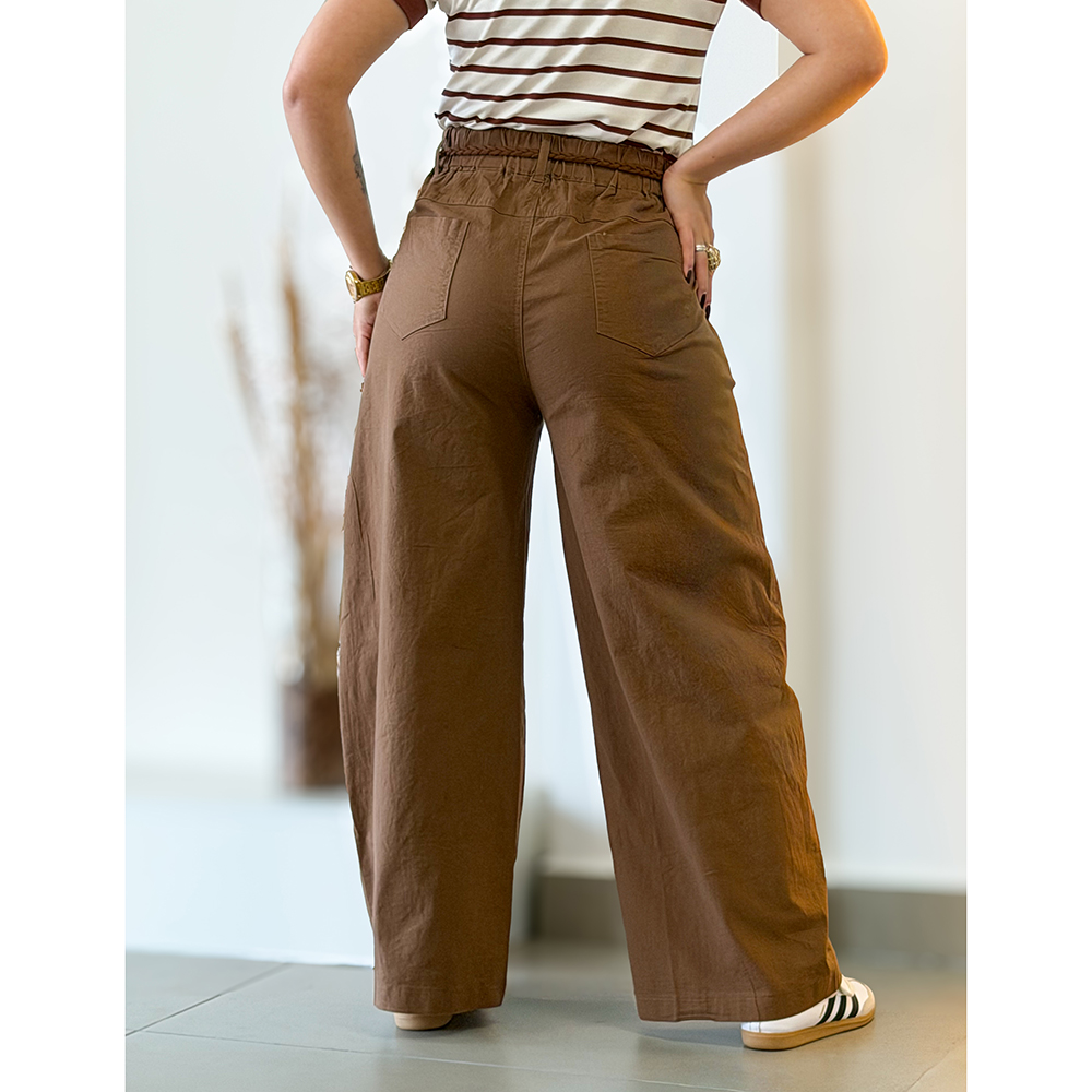 Calça Balloon Linho Importado Marrom