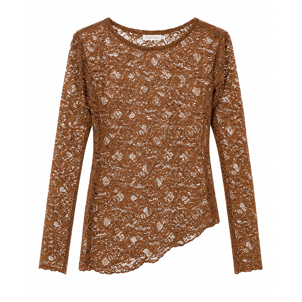 Blusa Renda Assimétrica Marrom