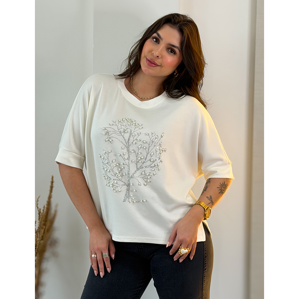 Blusa Over Pedraria Off
