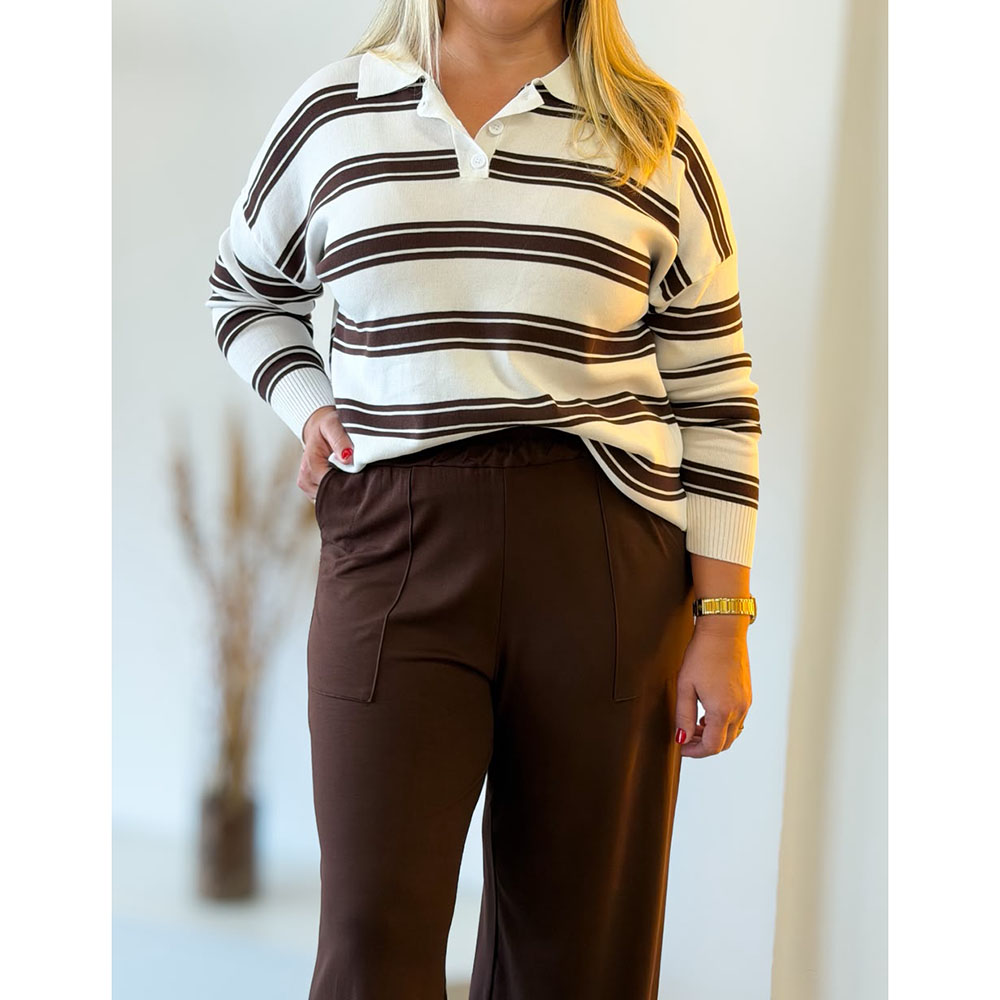 Calça Pantalona Viscolycra Marrom