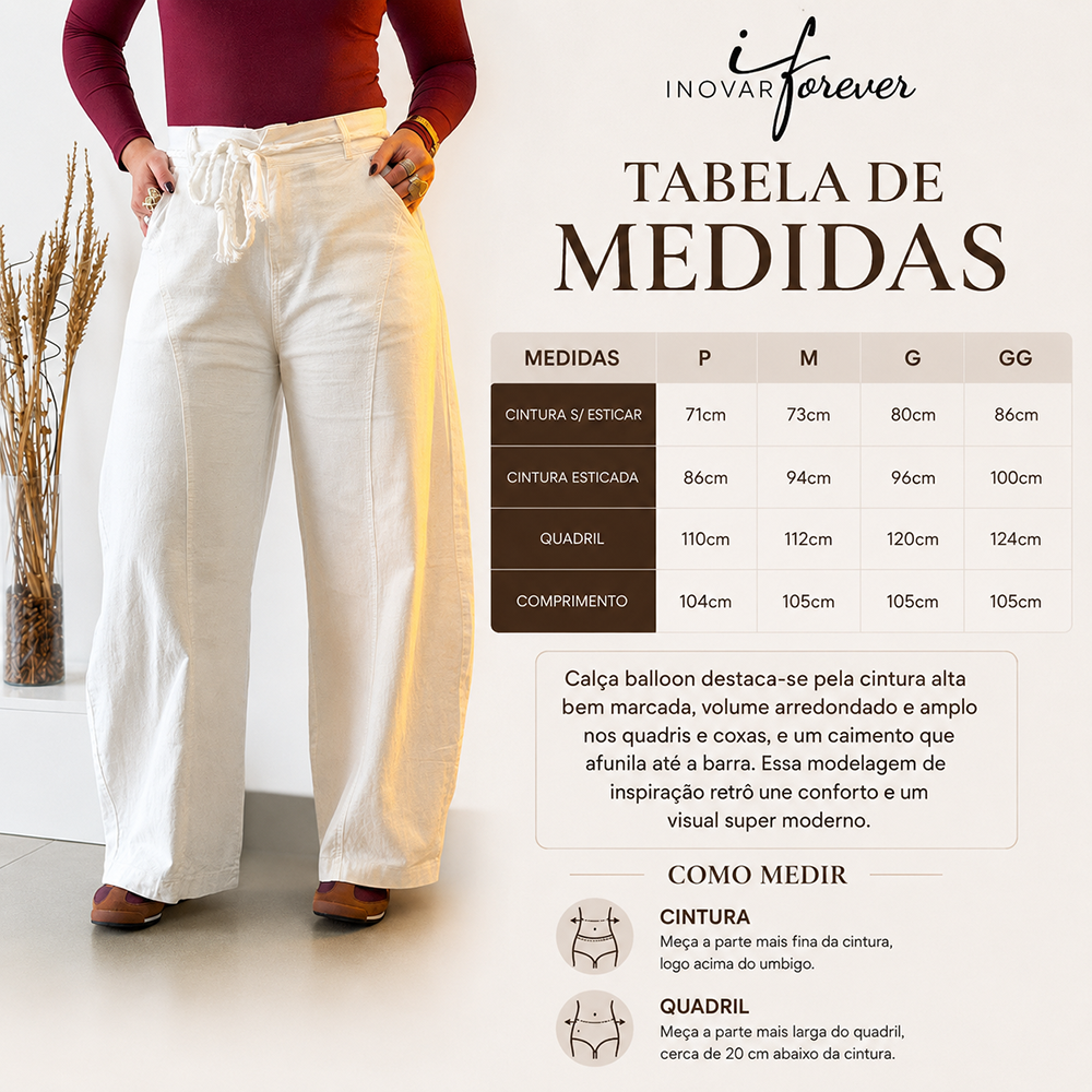 Calça Balloon Linho Importado Marrom