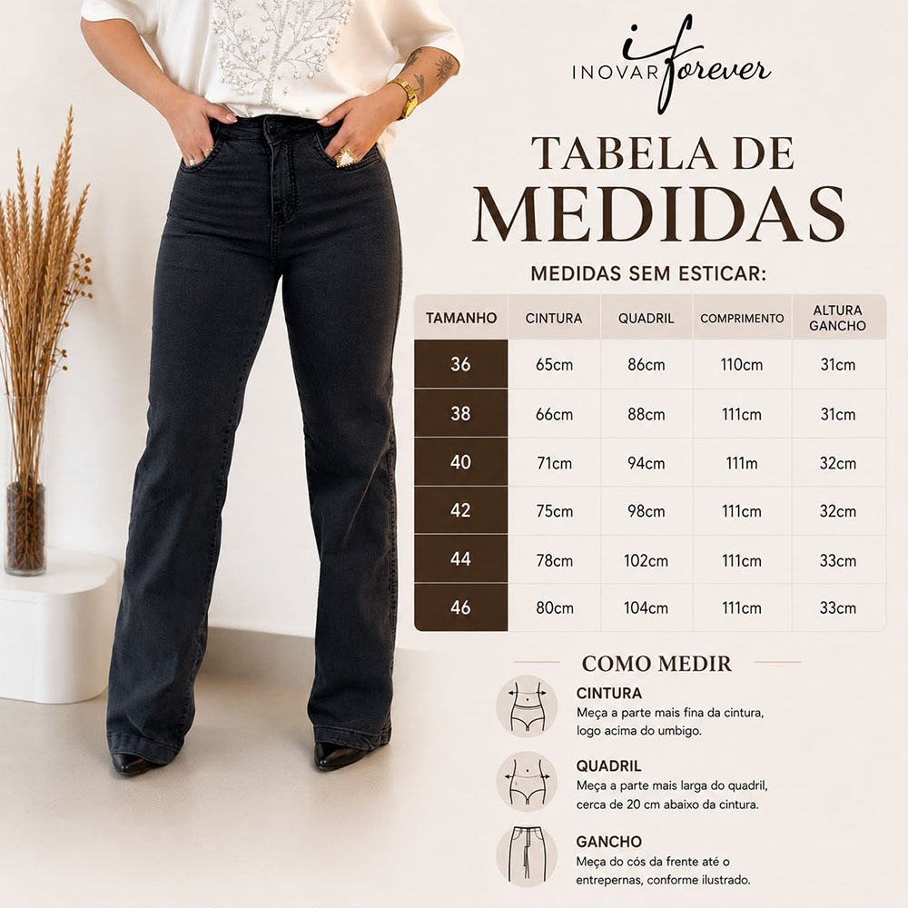 Calça Jeans Wide Leg Preto