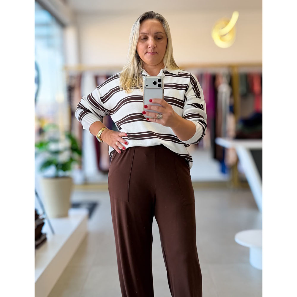 Calça Pantalona Viscolycra Marrom