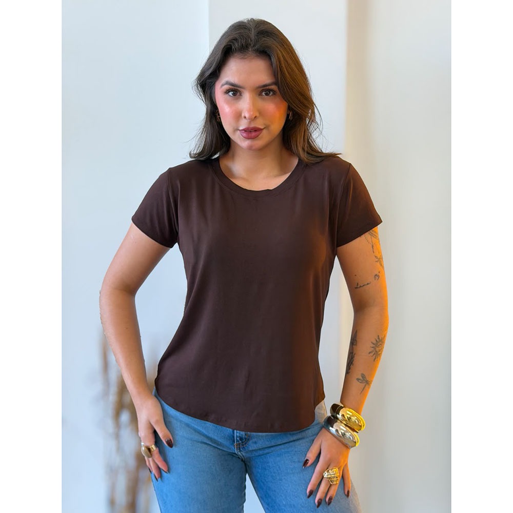 T-shirt Basic Viscolycra Marrom