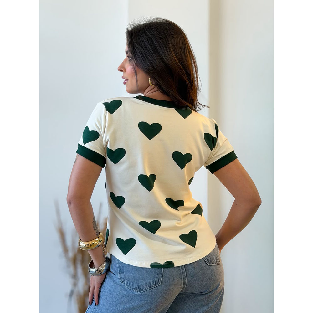 T-shirt Coração Moletinho Verde