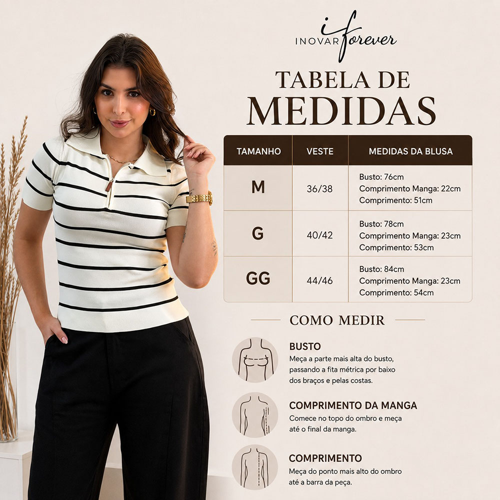Blusa Polo Listrada Off
