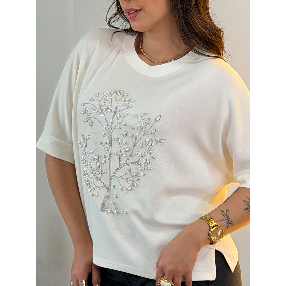 Blusa Over Pedraria Off
