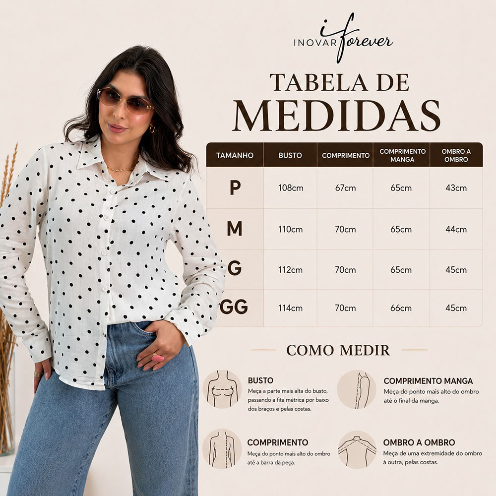Camisa Marrom Com Poá Branco