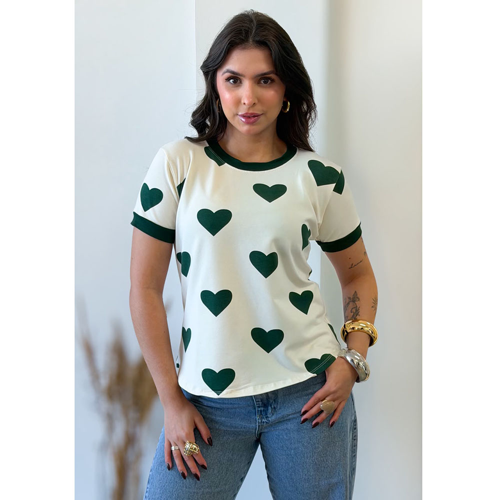 T-shirt Coração Moletinho Verde