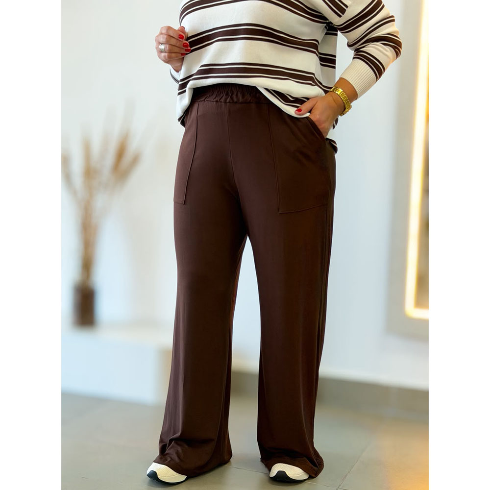 Calça Pantalona Viscolycra Marrom