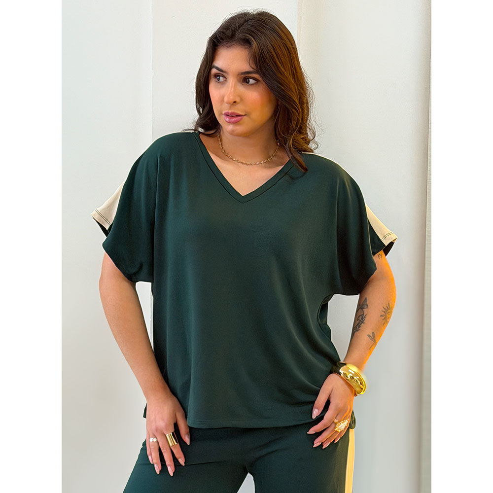 Conjunto Decote V Verde Musgo