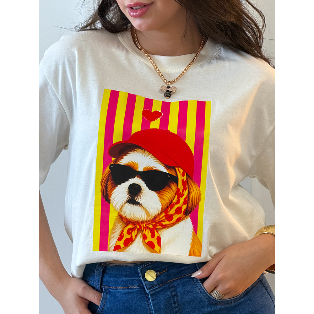 Camiseta Estampa Dog Boné