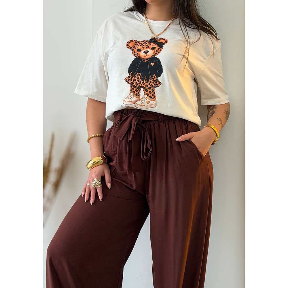 Calça Pantalona Marrom Escuro