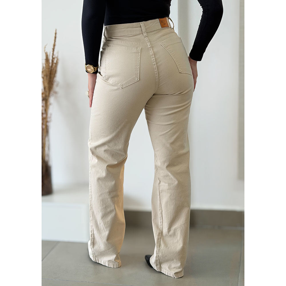 Calça Jeans Wide Leg Bege