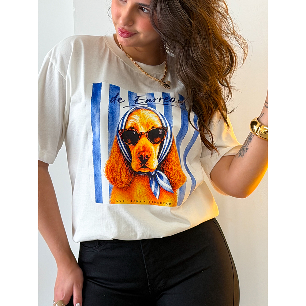 Camiseta Estampa Dog Listra Azul