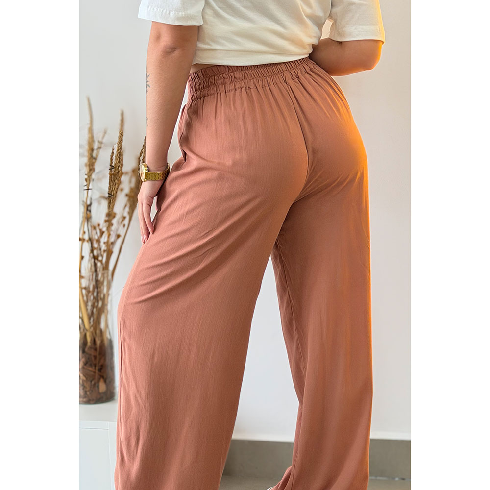 Calça Pantalona Marrom Claro