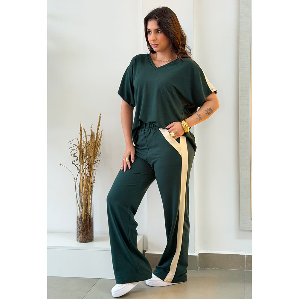 Conjunto Decote V Verde Musgo