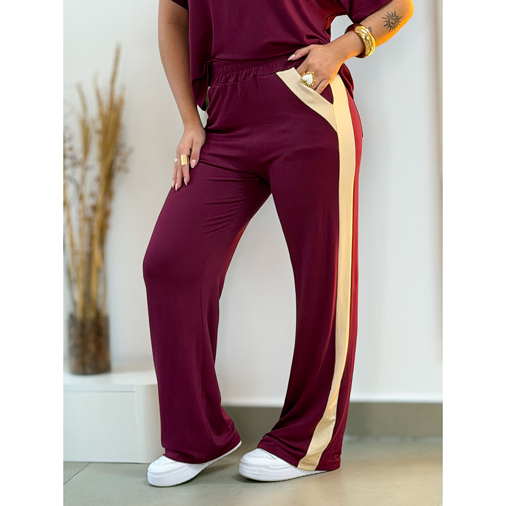 Conjunto Decote V Vinho