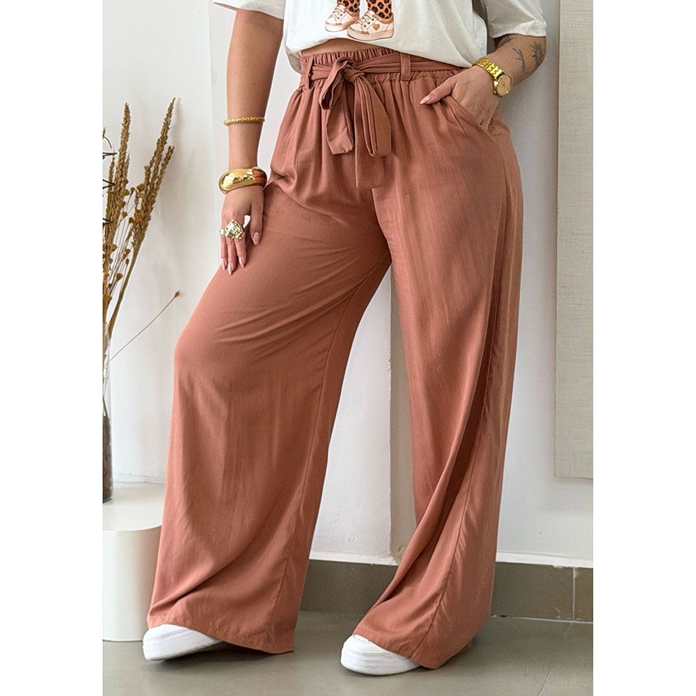 Calça Pantalona Marrom Claro
