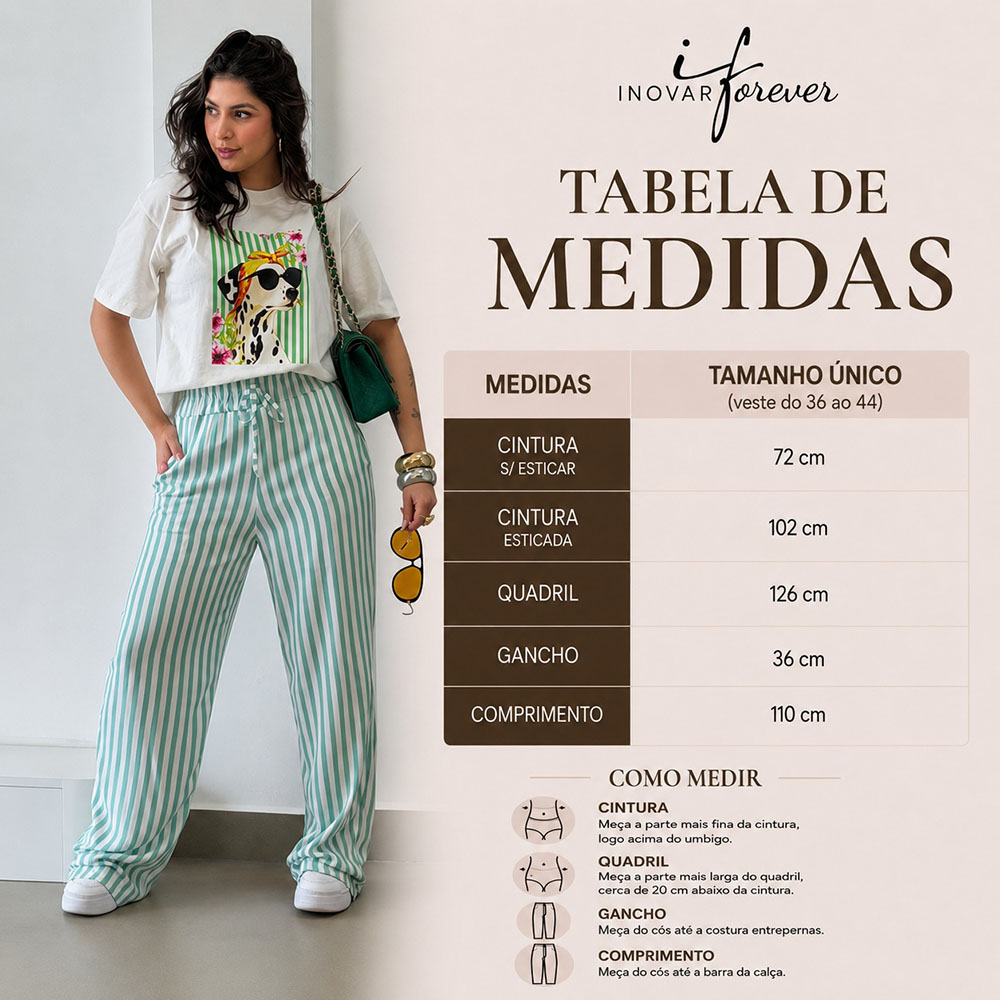 Calça Listras Verde Com Branco
