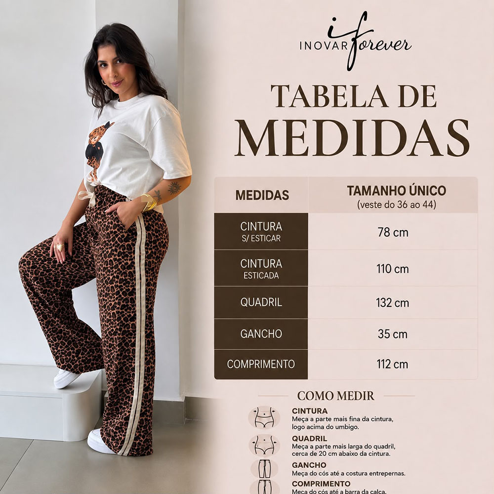 Calça Pantalona Animal Print