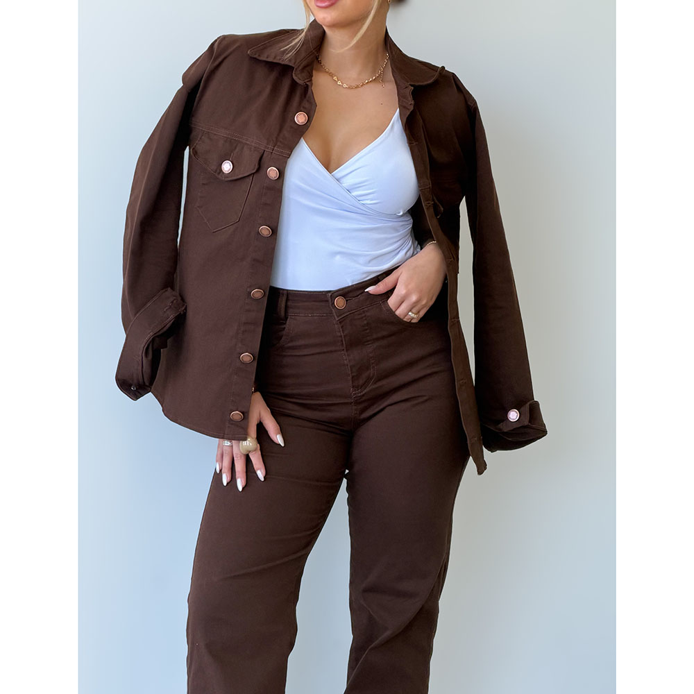 Camisa Jeans Marrom