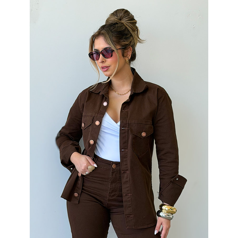 Camisa Jeans Marrom