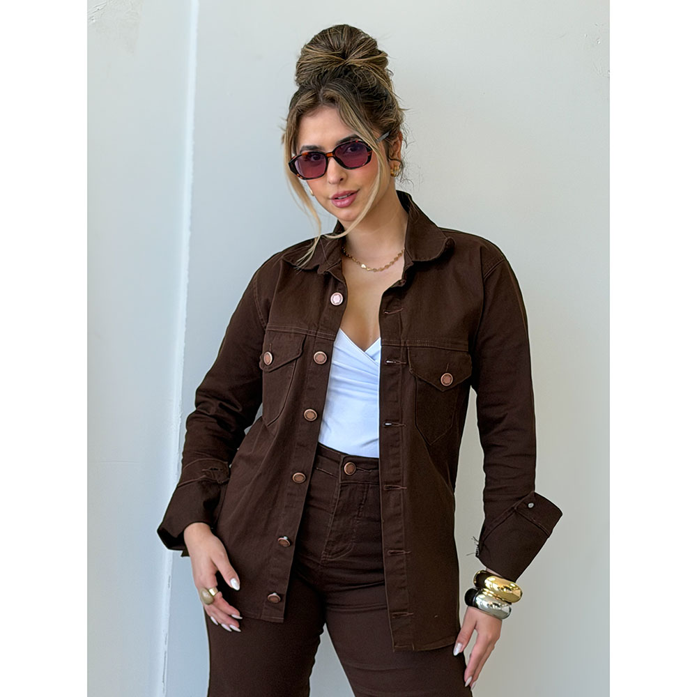 Camisa Jeans Marrom